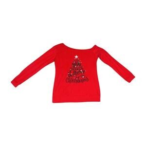 LYHNMW Red Long Sleeve Christmas Tee Size M